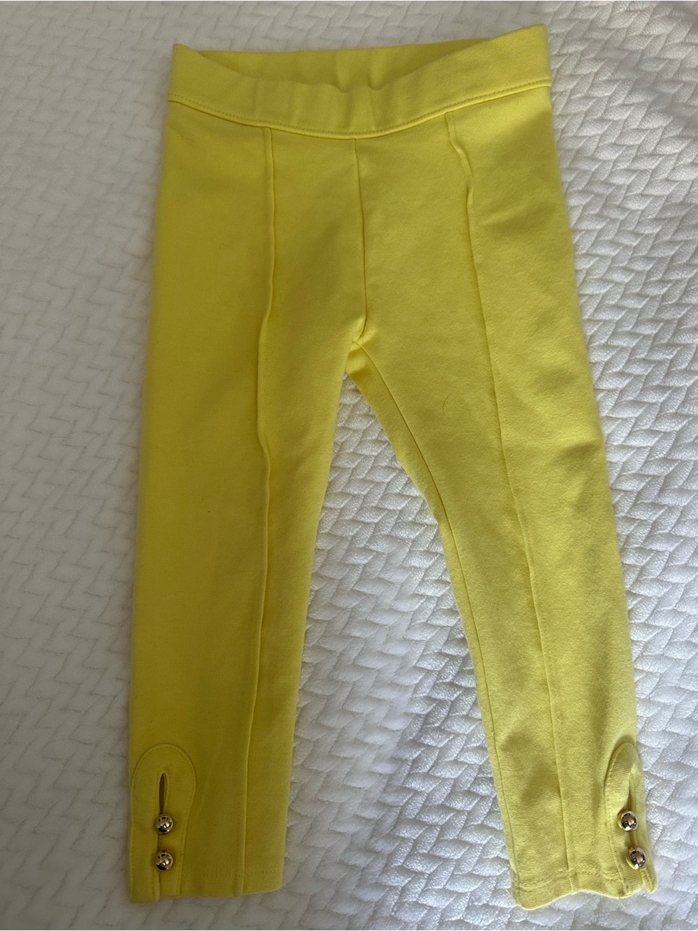 Toddler 2T  Yellow Leggings with gold Button Hem. Janie and Jack